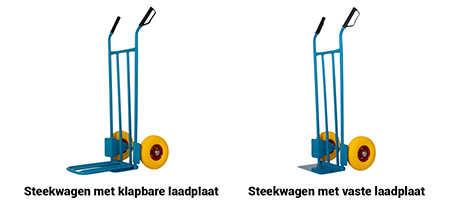 Steekwagen met klapbare laadplaat en vaste laadplaat