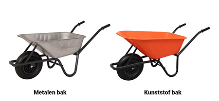 kruiwagen met gegalvaniseerde bak en kuststof bak