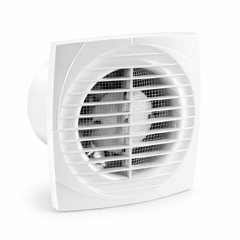 Badkamerventilator 100 Mm – Met Vochtsensor En Timer (1-30 Min), Wit, ABS, Stille Motor, IPX4, Voor Muur Of Plafond