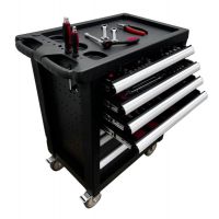 Gevulde gereedschapswagen 154-delig zwart PRO