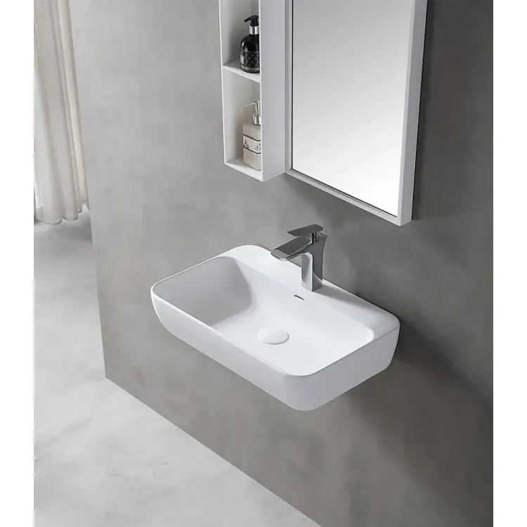 Wastafel 60 cm mat wit solid surface - Wahlbach