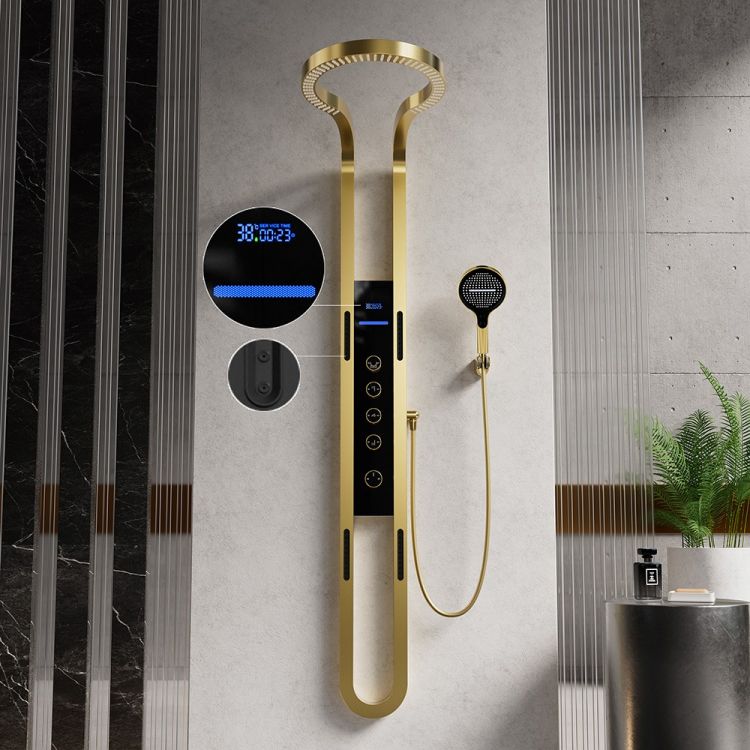 Regendouche Aura geborsteld goud, thermostatisch, digitaal - QMIX911