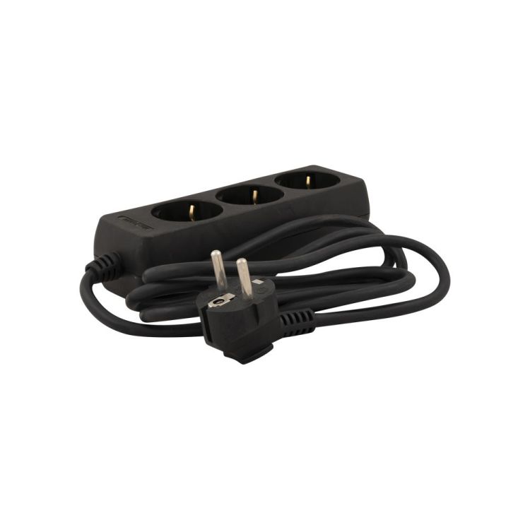 Contactdoos 3-voudig 1,5 meter snoer zwart