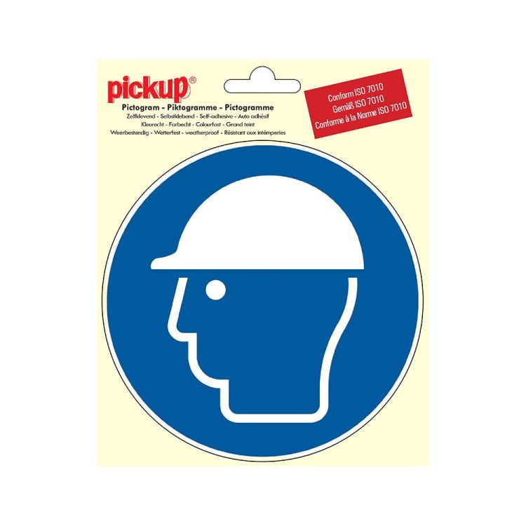 Sticker veiligheidshelm dragen - 150 mm rond