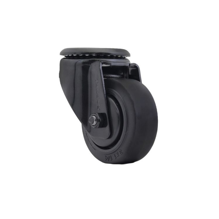Zwenkwiel Ø75 mm met boutgat TPR zwart - TARSUS
