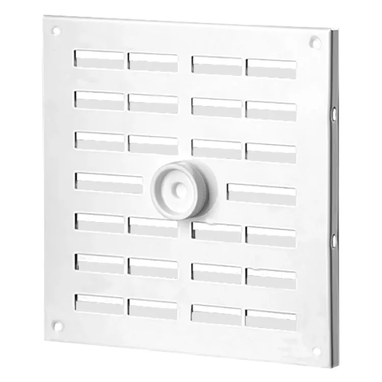 Ventilatierooster aluminium afsluitbaar 200x200 mm - draaiknop