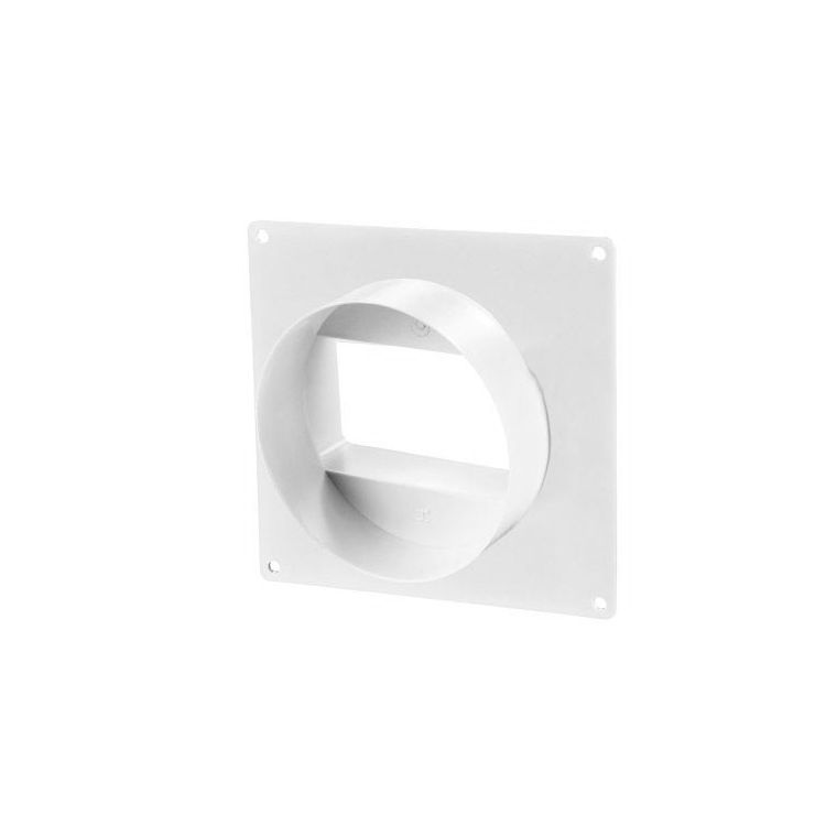 Ventilatiekanaal vlak 110x54 mm verloopstuk met muurplaat plat > ø100 mm