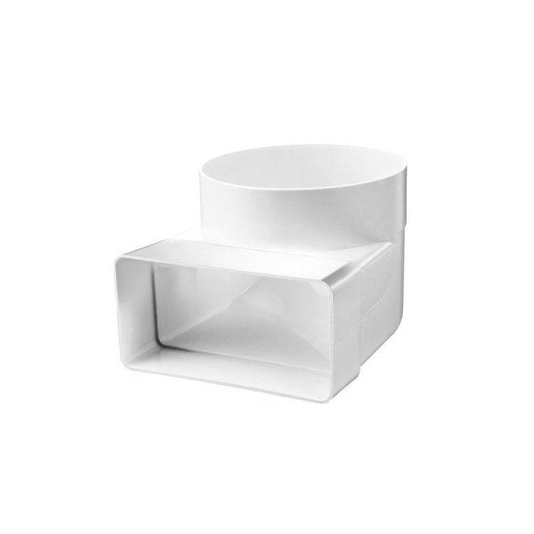 Ventilatiekanaal vlak 220x90 mm bochtstuk 90° verticaal > ø150 mm