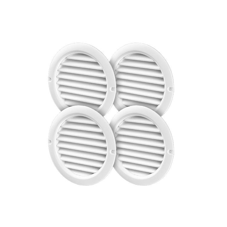 Ventilatierooster rond kunststof wit 59x47 mm 4 stuks