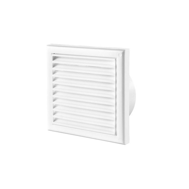 Ventilatierooster kunststof met vliegengaas wit 186x186 mm voor Ø150 mm