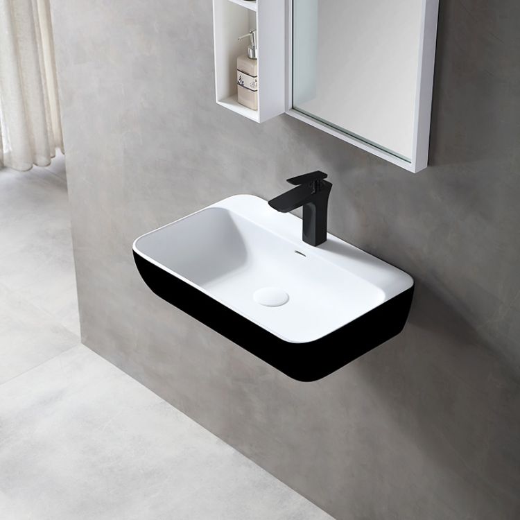 Wastafel 60 cm mat wit/zwart buiten solid surface - Wahlbach