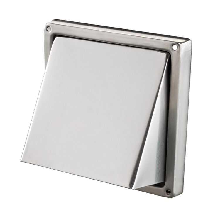 Ventilatierooster met kap RVS 180x180mm voor Ø 150 mm