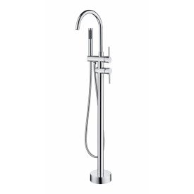 Freestanding chrome bath mixer with hand shower - QMIX600