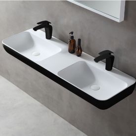 Dubbele wastafel 120 cm mat wit/zwart buiten - Wahlbach