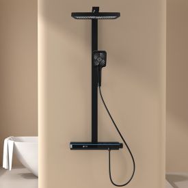 Regendouche set mat zwart - thermostatisch digitaal LED - QMIX905