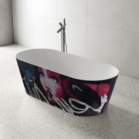 Vrijstaand bad 165x cm Graffiti Art solid surface - WAHLBACH
