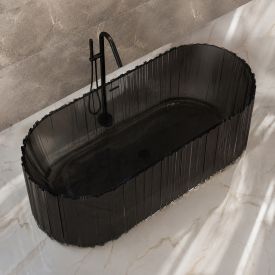 Vrijstaand bad ovaal zwart transparant 170x80 cm resin - Wahlbach