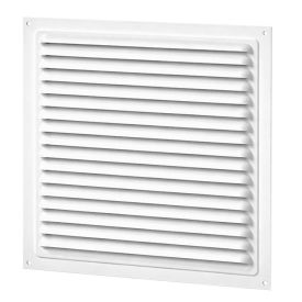 Schoepenrooster met vliegengaas aluminium wit 300x300 mm