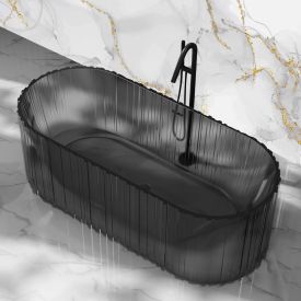 Vrijstaand bad ovaal zwart transparant 170x80 cm resin - Wahlbach