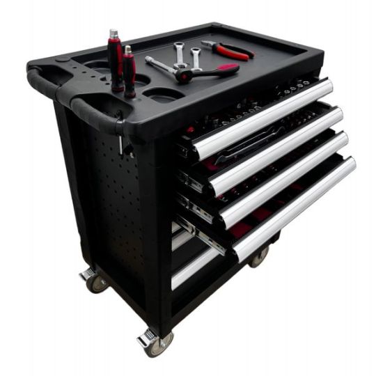 Gevulde gereedschapswagen 154-delig zwart PRO
