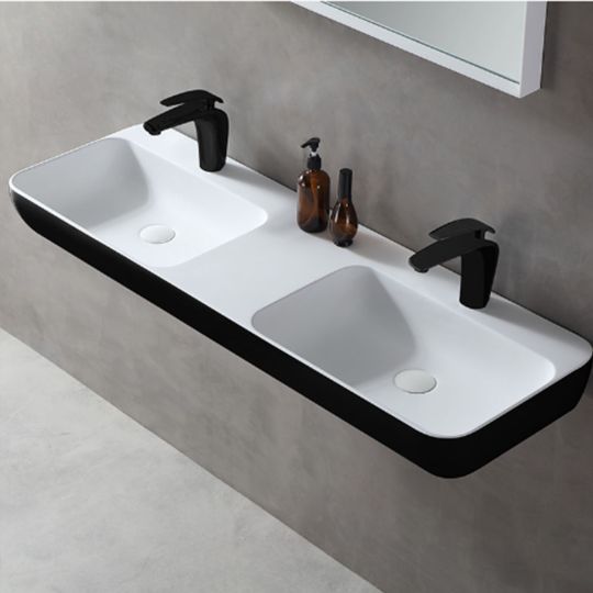 Dubbele wastafel 120 cm mat wit/zwart buiten - Wahlbach