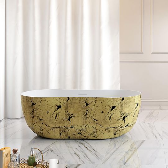 Vrijstaand bad 170 x 80 cm goud/marmer motief ovaal - Wahlbach
