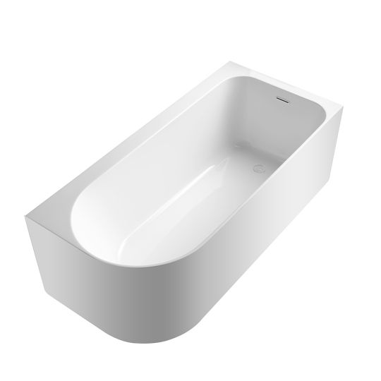 Hoekbad rechts 180 × 80 cm wit glanzend acryl  - Wahlbach