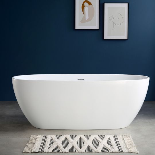 Yvaine Vrijstaand bad 180 x 80 cm wit glanzend ovaal - Wahlbach