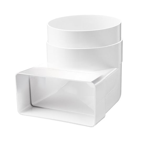 Ventilatiekanaal vlak 110x54 mm bochtstuk 90° verticaal > ø100 mm