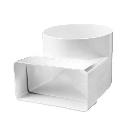 Ventilatiekanaal vlak 220x90 mm bochtstuk 90° verticaal > ø150 mm