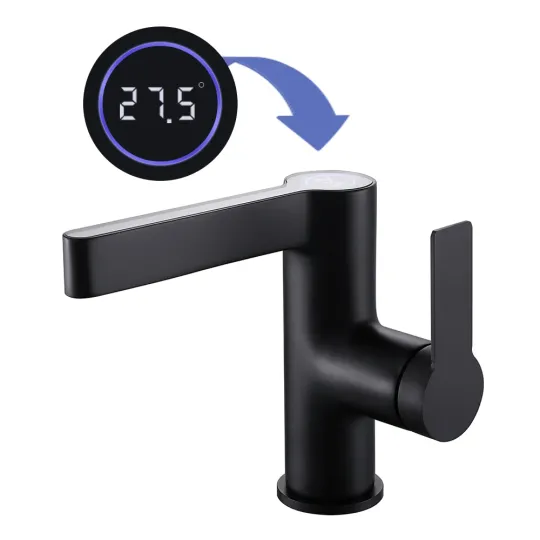 Wastafelkraan met display WAHLBACH QMIX300 zwart