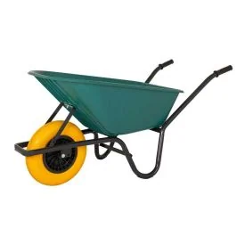 Kruiwagen kunststof bak groen 85 liter anti-lek band