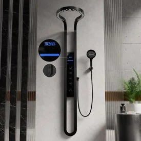 Regendouche Aura mat zwart, thermostatisch, digitaal – QMIX911