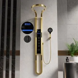 Regendouche Aura geborsteld goud, thermostatisch, digitaal - QMIX911