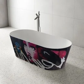 Vrijstaand bad 165x cm Graffiti Art solid surface - WAHLBACH