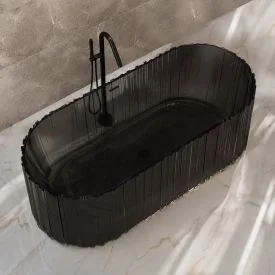 Vrijstaand bad ovaal zwart transparant 170x80 cm resin - Wahlbach