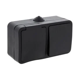 Combinatie opbouw wissel schakelaar zwart