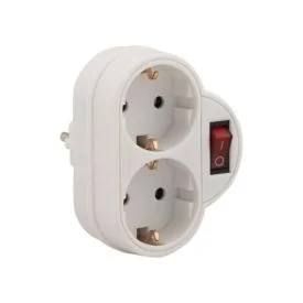 Verdeelstekker duo met schakelaar verticaal wit - 16A