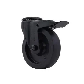 Zwenkwiel Ø125 mm met boutgat + rem TPR zwart - TARSUS