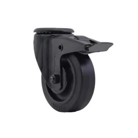 Zwenkwiel Ø100 mm met boutgat + rem TPR zwart - TARSUS