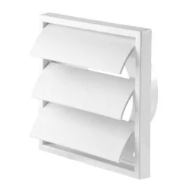 Ventilatierooster met lamellen wit 155 x 155 mm Ø 100 mm