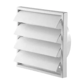 Ventilatierooster met lamellen wit 187x187 mm Ø125 mm