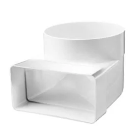 Ventilatiekanaal vlak 110x54 mm bochtstuk 90° verticaal > Ø100 mm