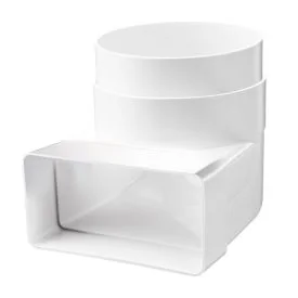 Ventilatiekanaal vlak 110x54 mm bochtstuk 90° verticaal > ø100 mm