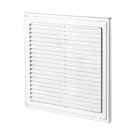 Ventilatierooster kunststof met vliegengaas wit 204x204 mm