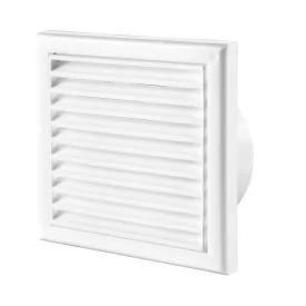 Ventilatierooster kunststof met vliegengaas wit 154x154 mm voor Ø100 mm