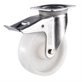 Tarsus Zwenkwiel 125 mm met rem - Zwaarlast 400 kg - Nylon