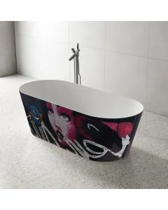 Vrijstaand bad 165x cm Graffiti Art solid surface - WAHLBACH