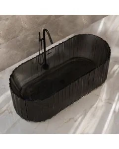 Vrijstaand bad 170x80 cm zwart transparant resin ovaal - WAHLBACH