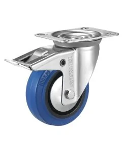 Zwenkwiel met rem 125 mm rubber blauw - TARSUS